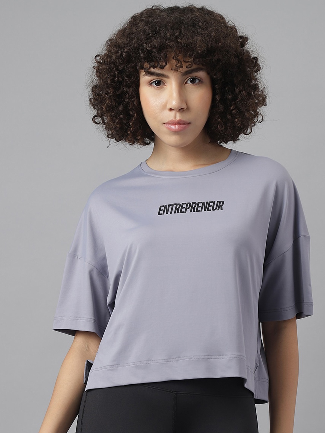 

MKH Relaxed Fit Typography Printed Dri-FIT Technology Training T-shirt, Grey