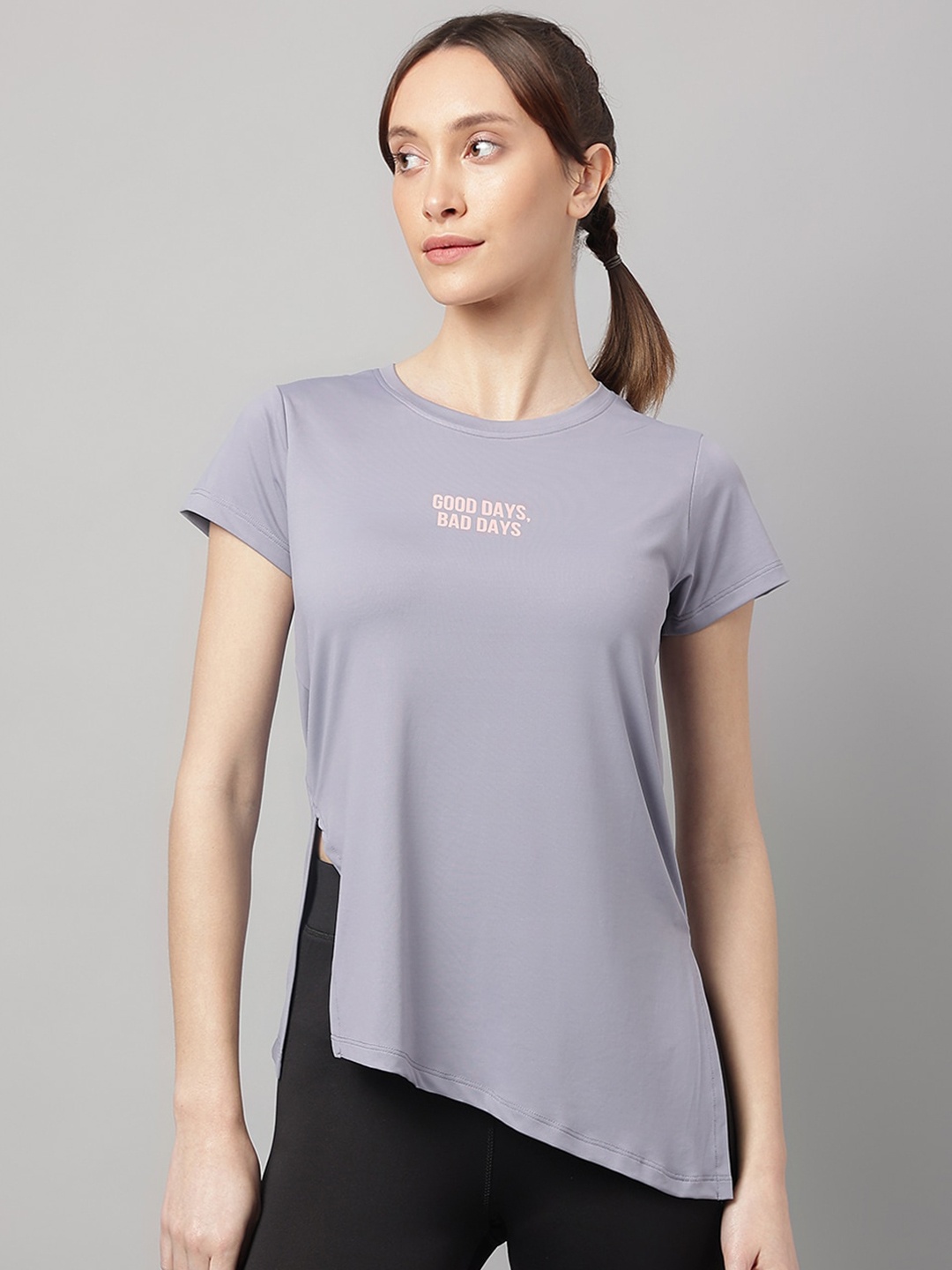 

MKH Relaxed Fit Asymmetric Hem Dri-Fit Technology Training T-shirt, Grey