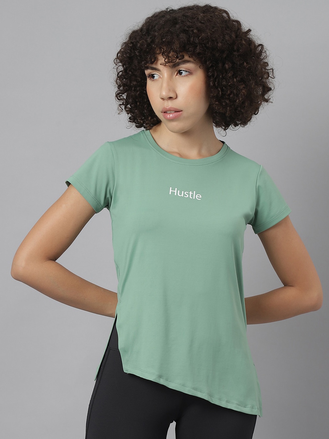 

MKH Relaxed Fit Asymmetric Hem Dri-Fit Technology Training T-shirt, Green