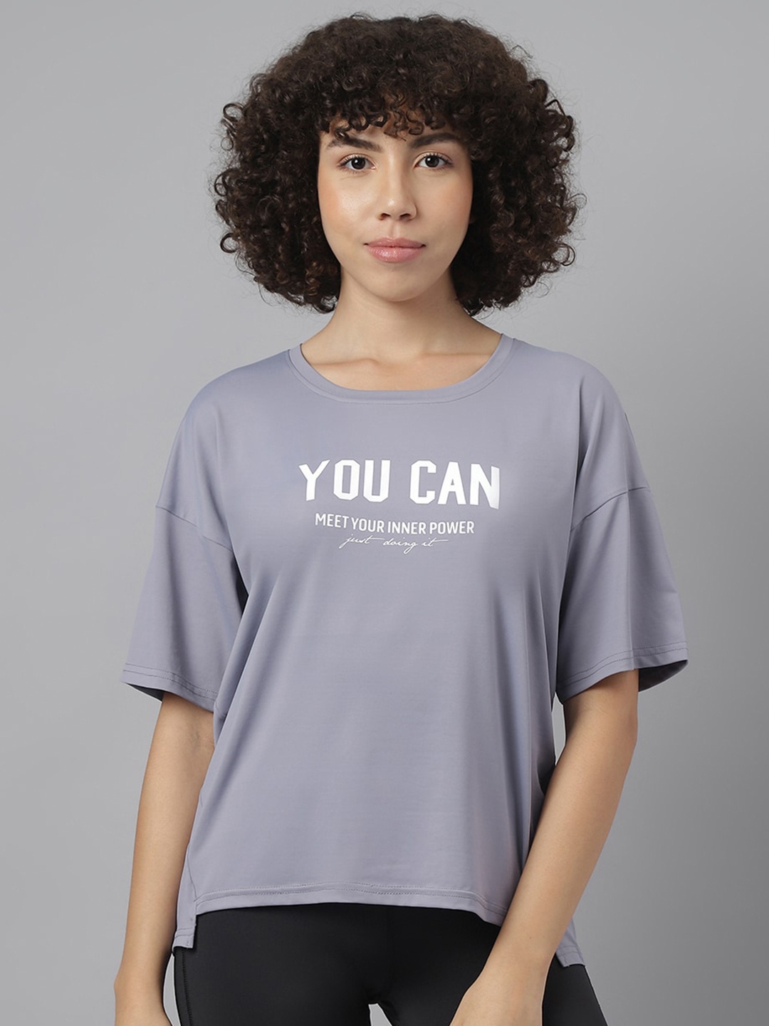 

MKH Typography Printed Dri-FIT Sports T-shirt, Grey