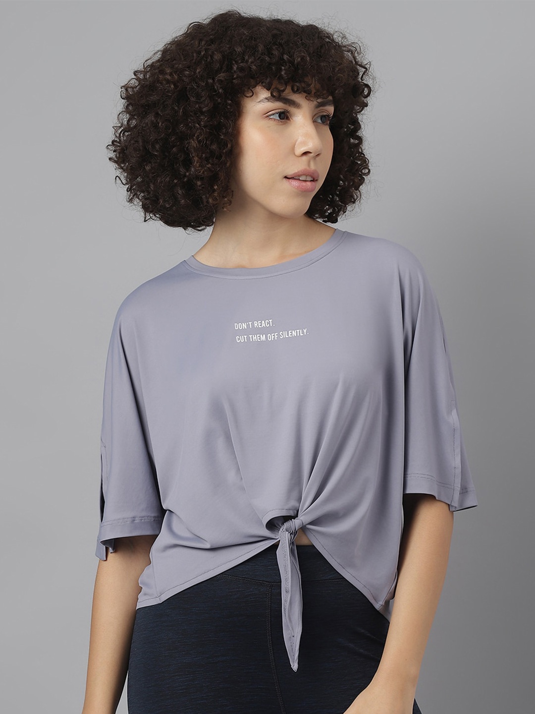 

MKH Relaxed Fit Waist Tie-up Detailed Dri-Fit Technology Training T-shirt, Grey