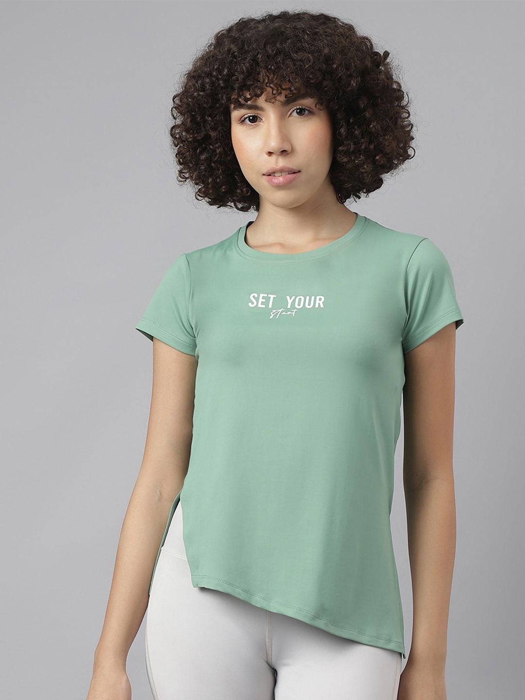 

MKH Relaxed Fit Asymmetric Hem Dri-Fit Technology Training T-shirt, Green