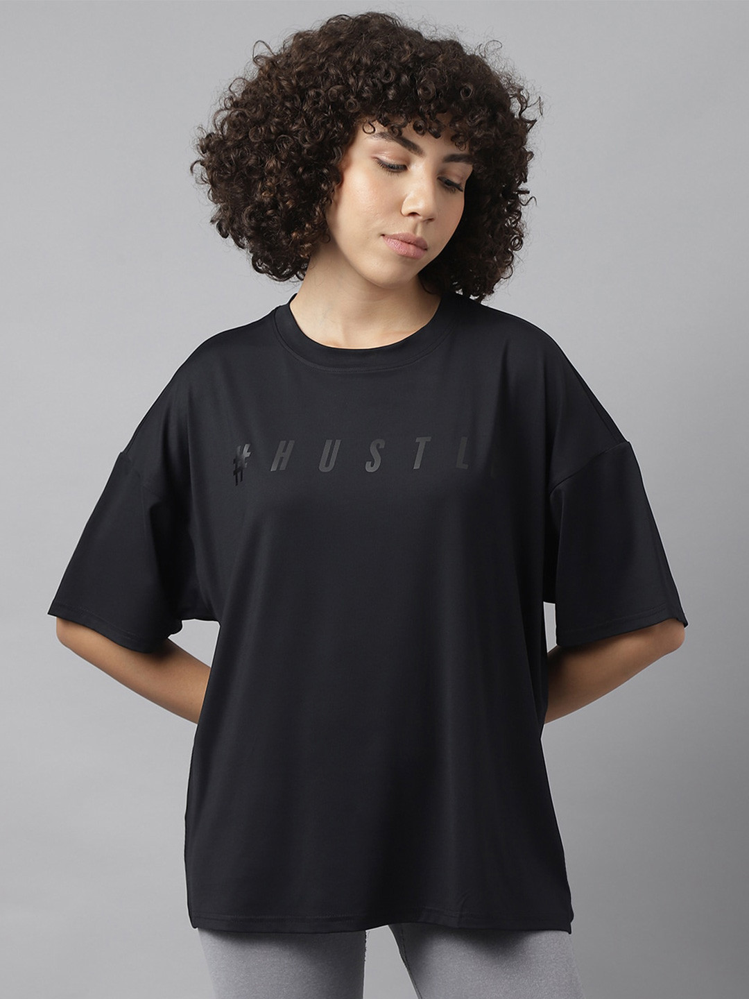 

MKH Relaxed Fit Typography Printed Dri-FIT Technology Training T-shirt, Black