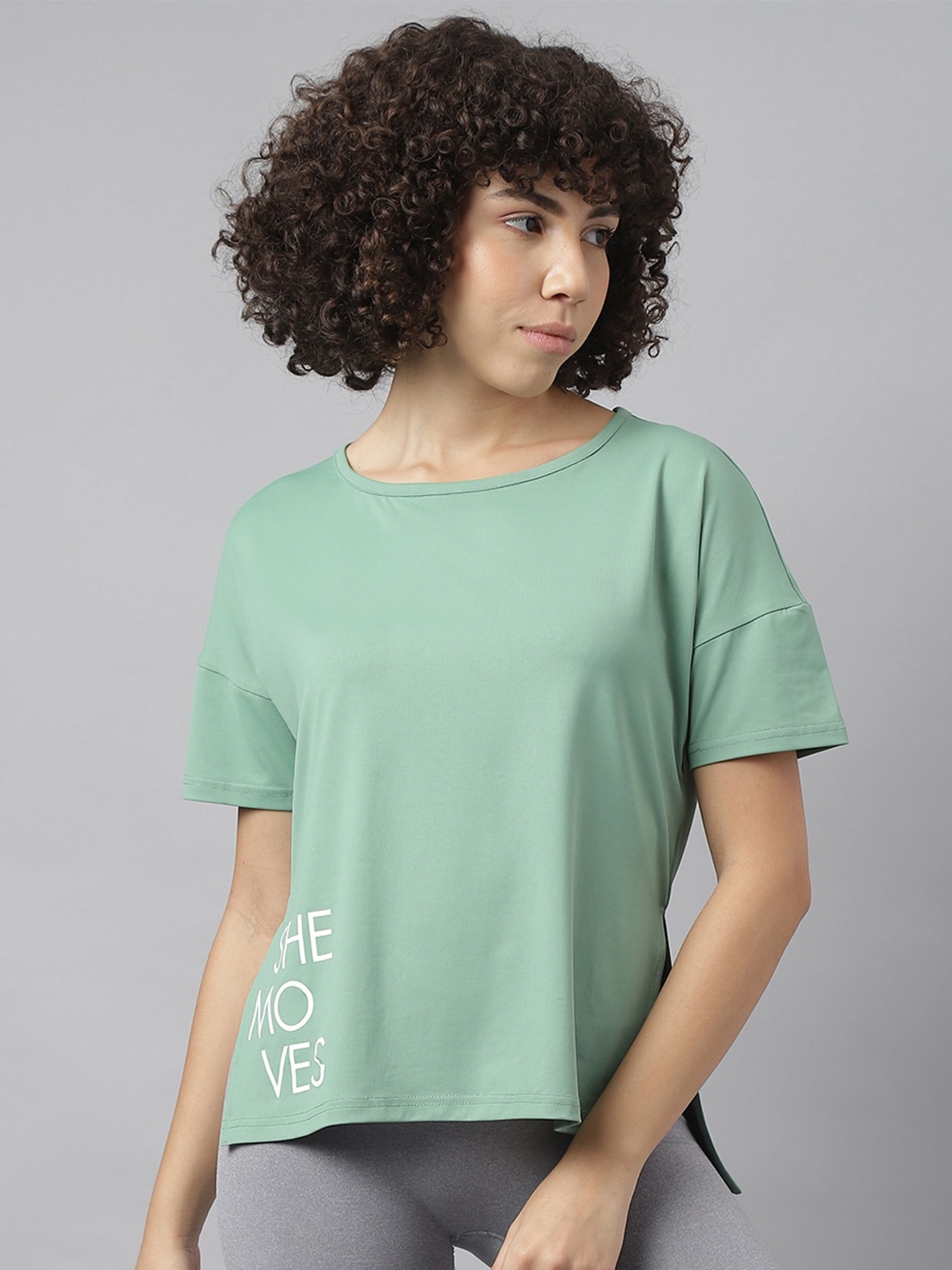 

MKH Relaxed Fit Typography Printed Dri-FIT Technology Training T-shirt, Green