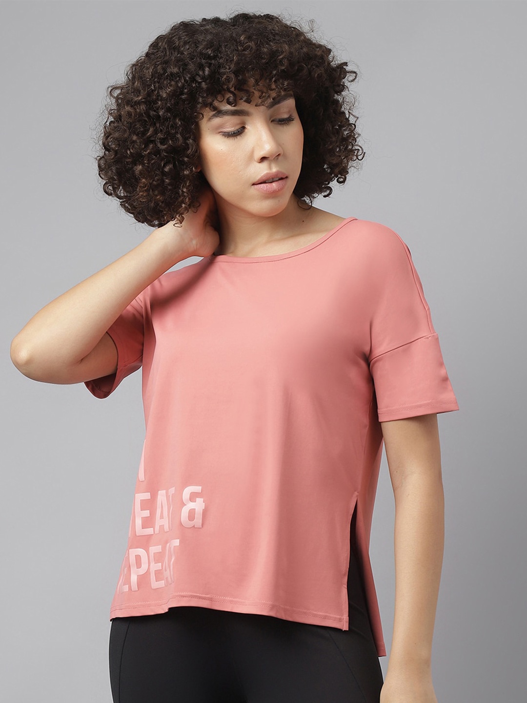 

MKH Typography Printed Dri-FIT Sports T-shirt, Pink