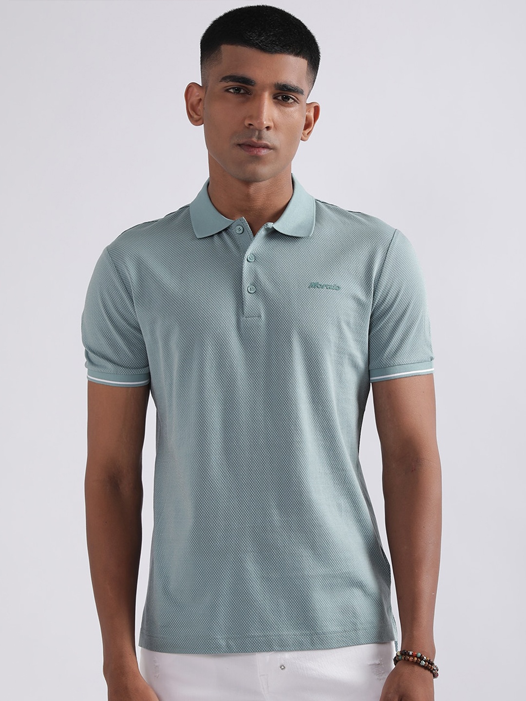 

Antony Morato Men Polo Collar Pure Cotton Slim Fit T-shirt, Blue