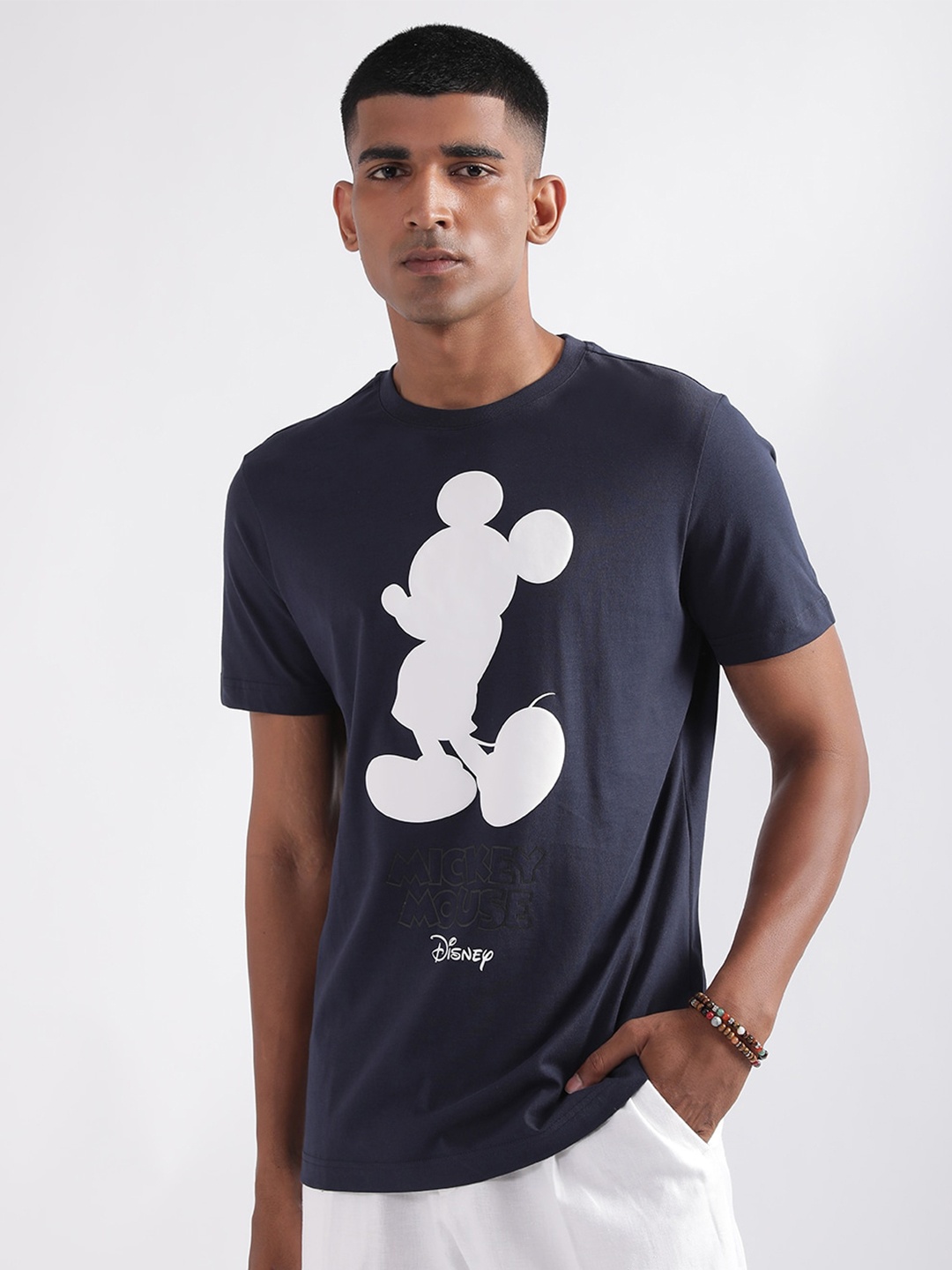 

Antony Morato Men Mickey Mouse Printed Pure Cotton T-shirt, Blue