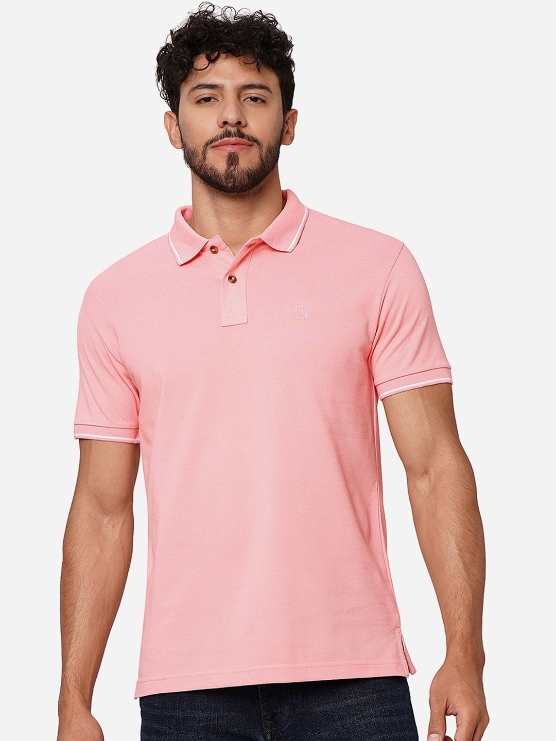 

Greenfibre Polo Collar Cotton Slim Fit T-shirt, Peach