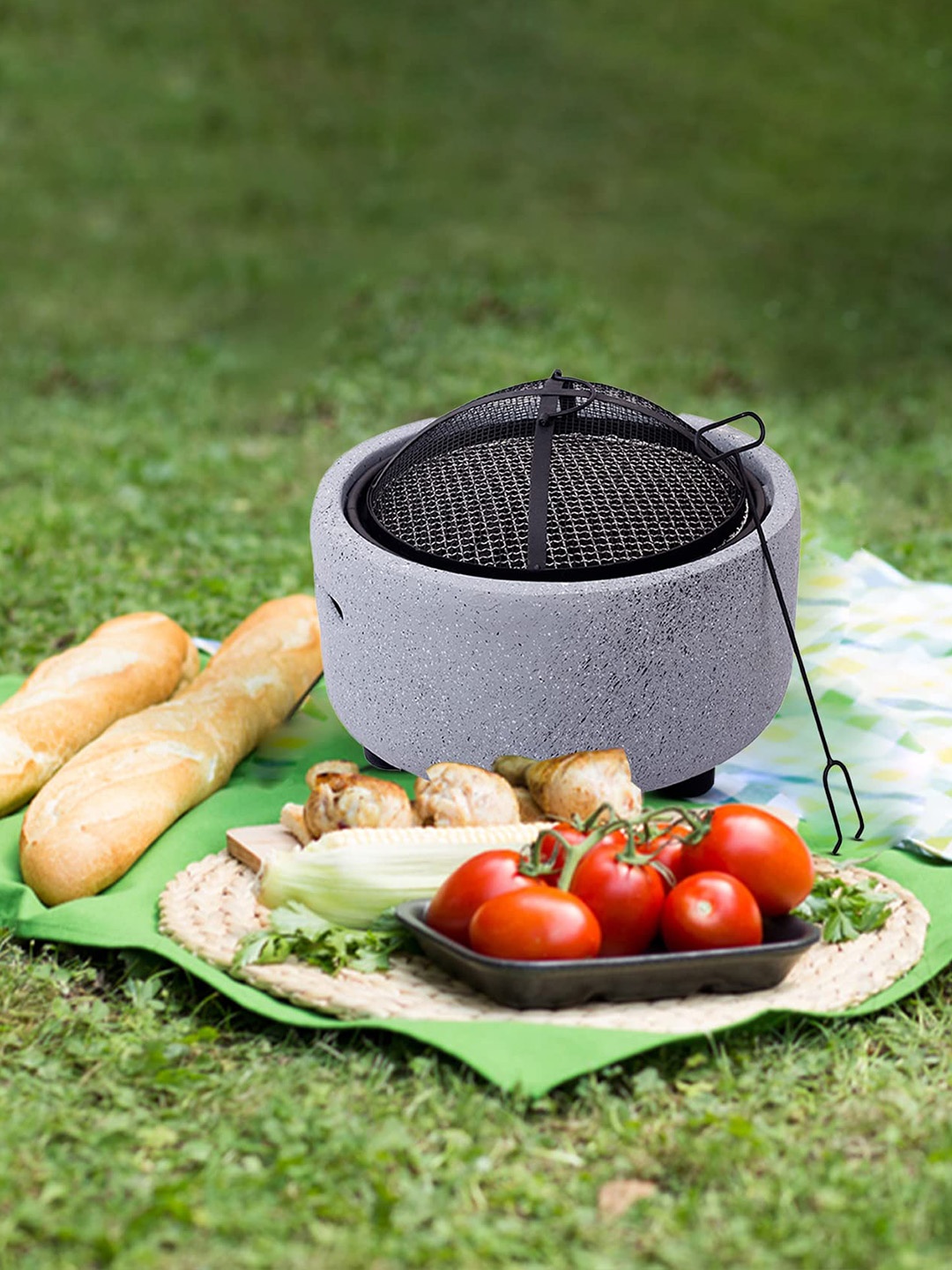 

Peng Essentials Grey & Black Charcoal Ceramic 2 IN 1 Barbeque Grill