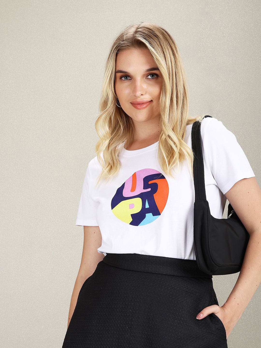 

U.S. Polo Assn. Women Graphic Printed Cotton T-shirt, White