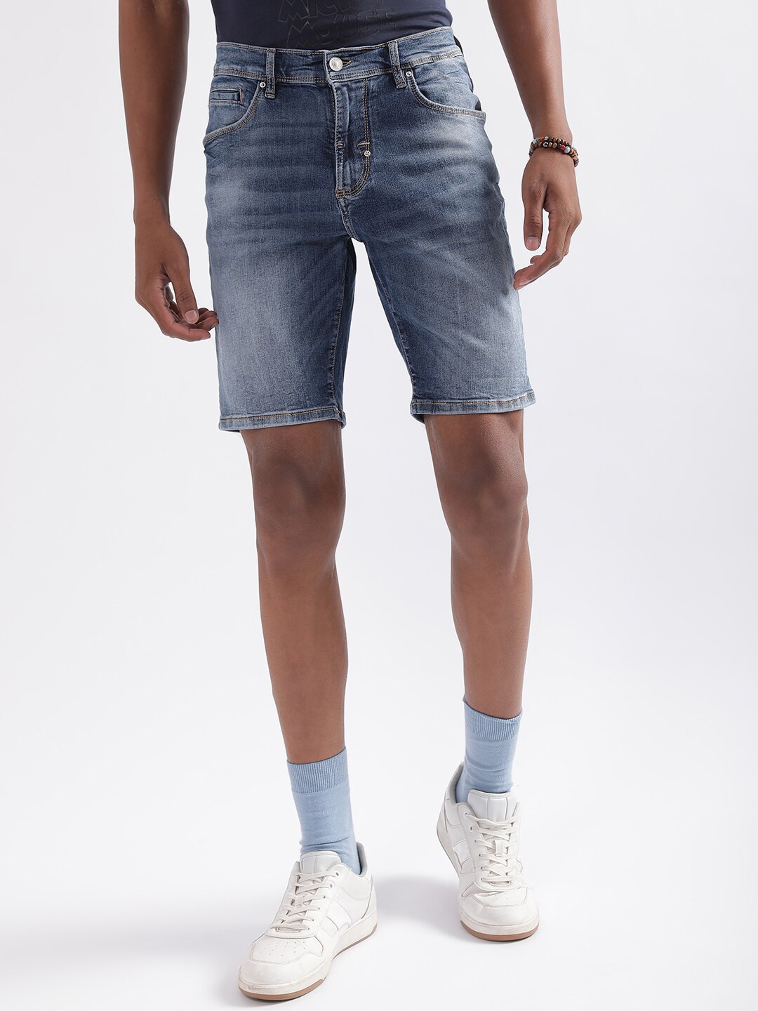 

Antony Morato Men Washed Skinny Fit Denim Shorts, Navy blue
