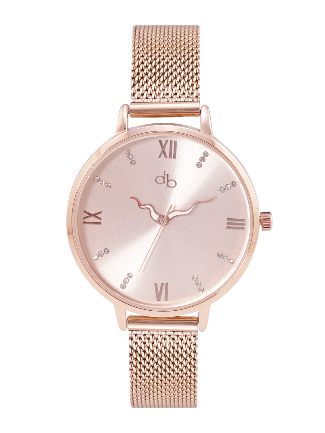 

DressBerry Women Rose Gold-Toned Brass Dial & Rose Gold Toned Stainless Steel Bracelet Style Straps Analogue Watch