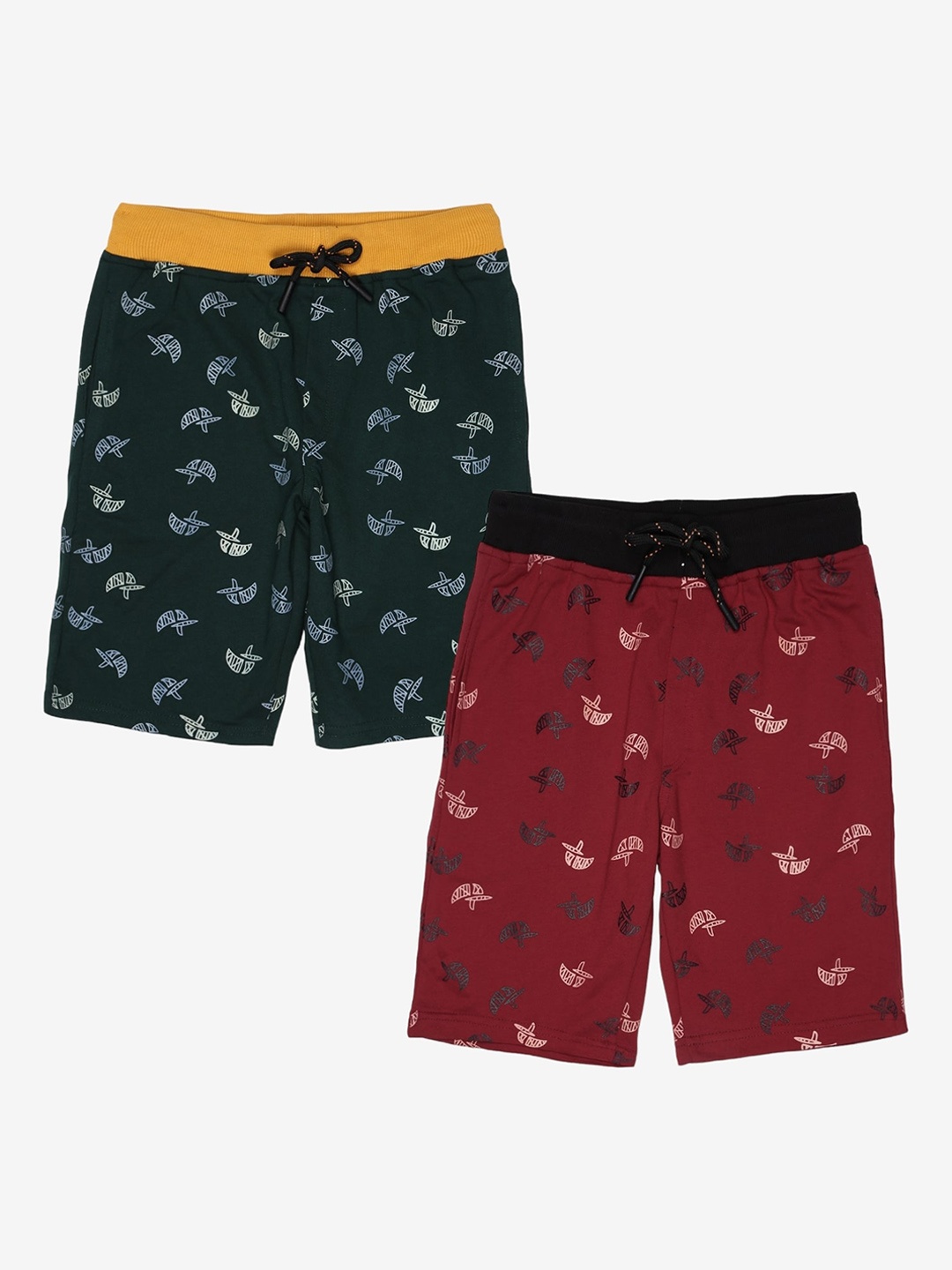 

Alan Jones Boys Pack Of 2 Conversational Printed Mid-Rise Regular Shorts, Maroon