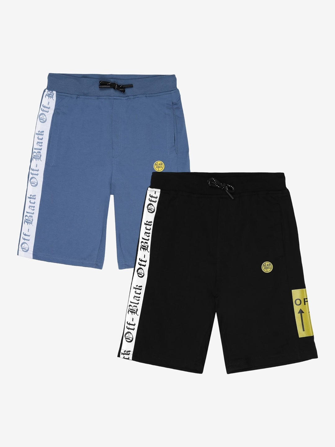 

Alan Jones Boys Pack Of 2 Typography Printed Mid-Rise Regular Shorts, Blue