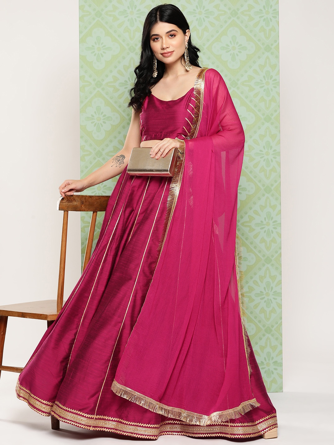

Varanga Embellished Ready to Wear Lehenga & Blouse With Dupatta, Pink