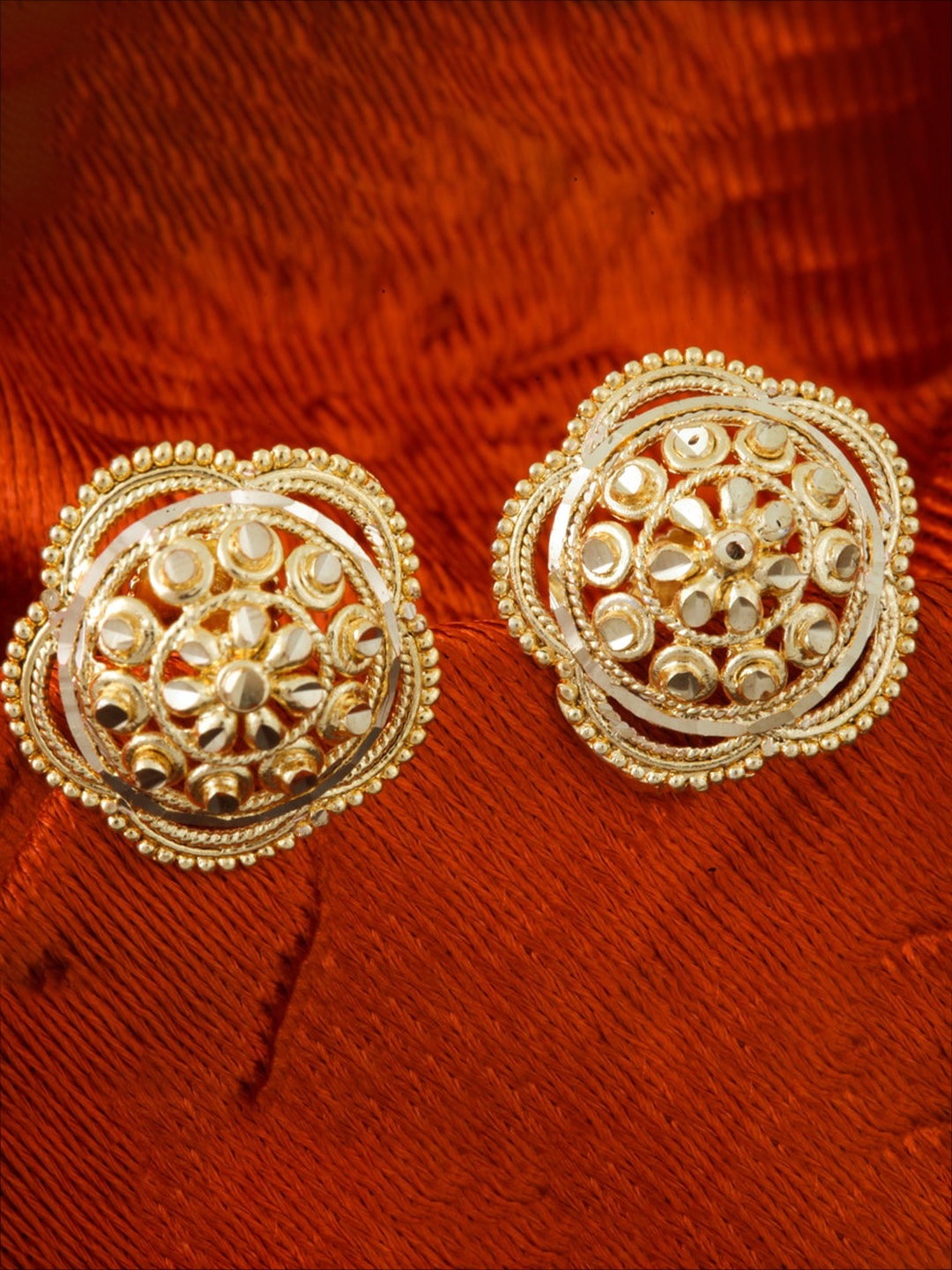 

MEENAZ Gold-Plated Floral Studs Earrings