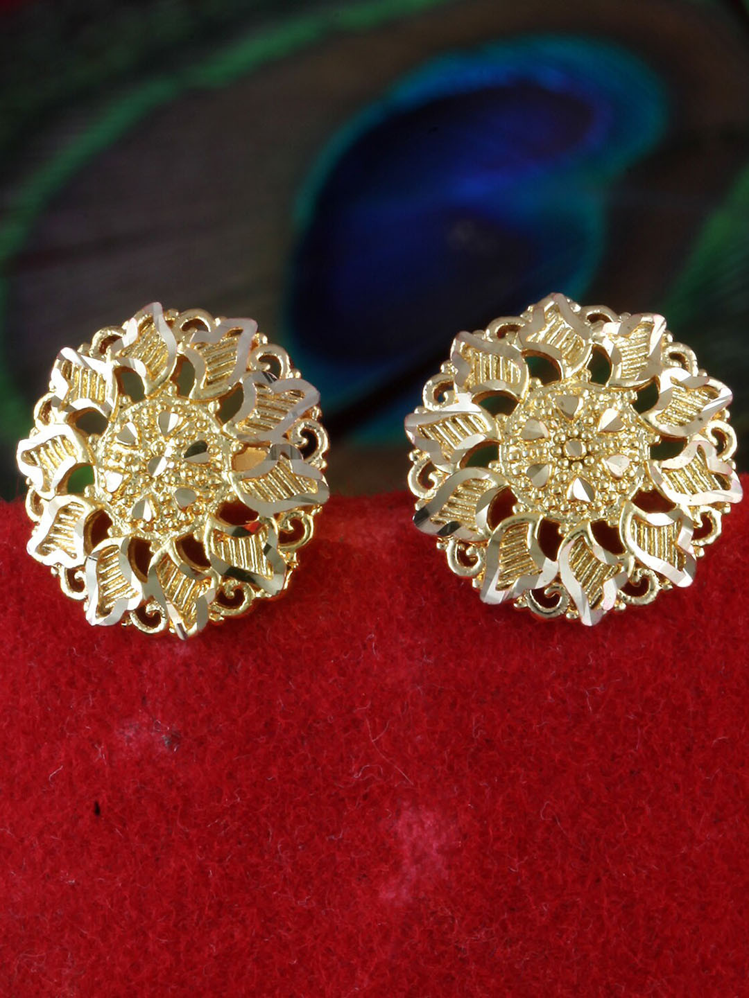 

MEENAZ Gold-Plated Floral Studs Earrings