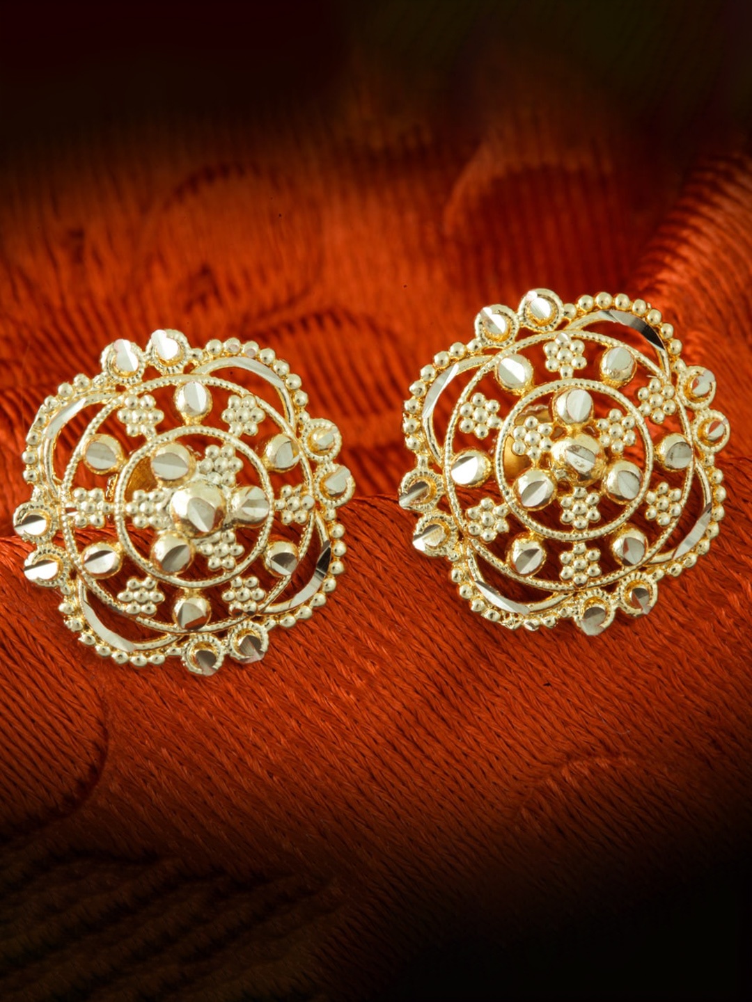 

MEENAZ Gold-Plated Floral Studs Earrings