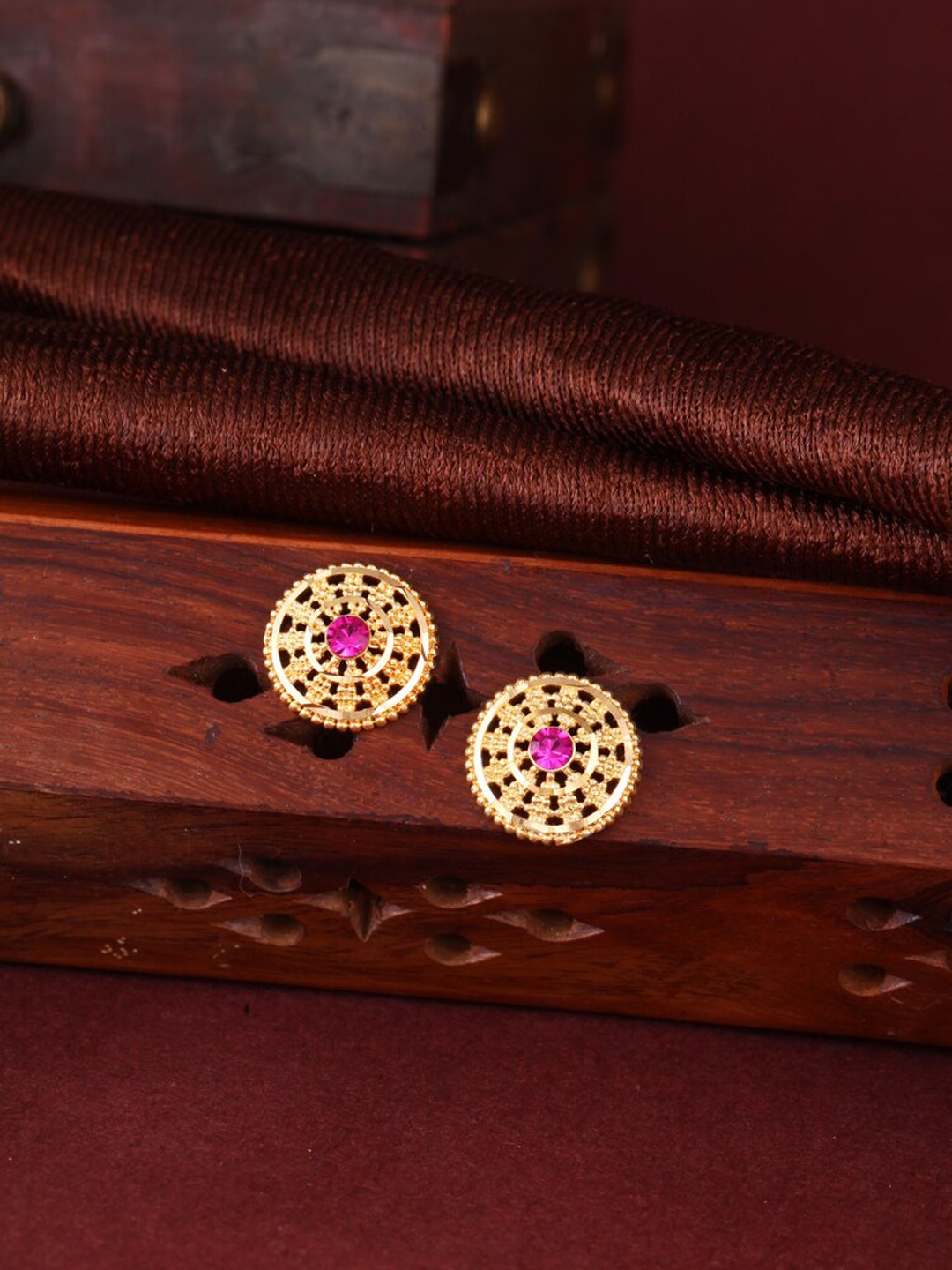

MEENAZ Gold-Plated Floral Studs Earrings