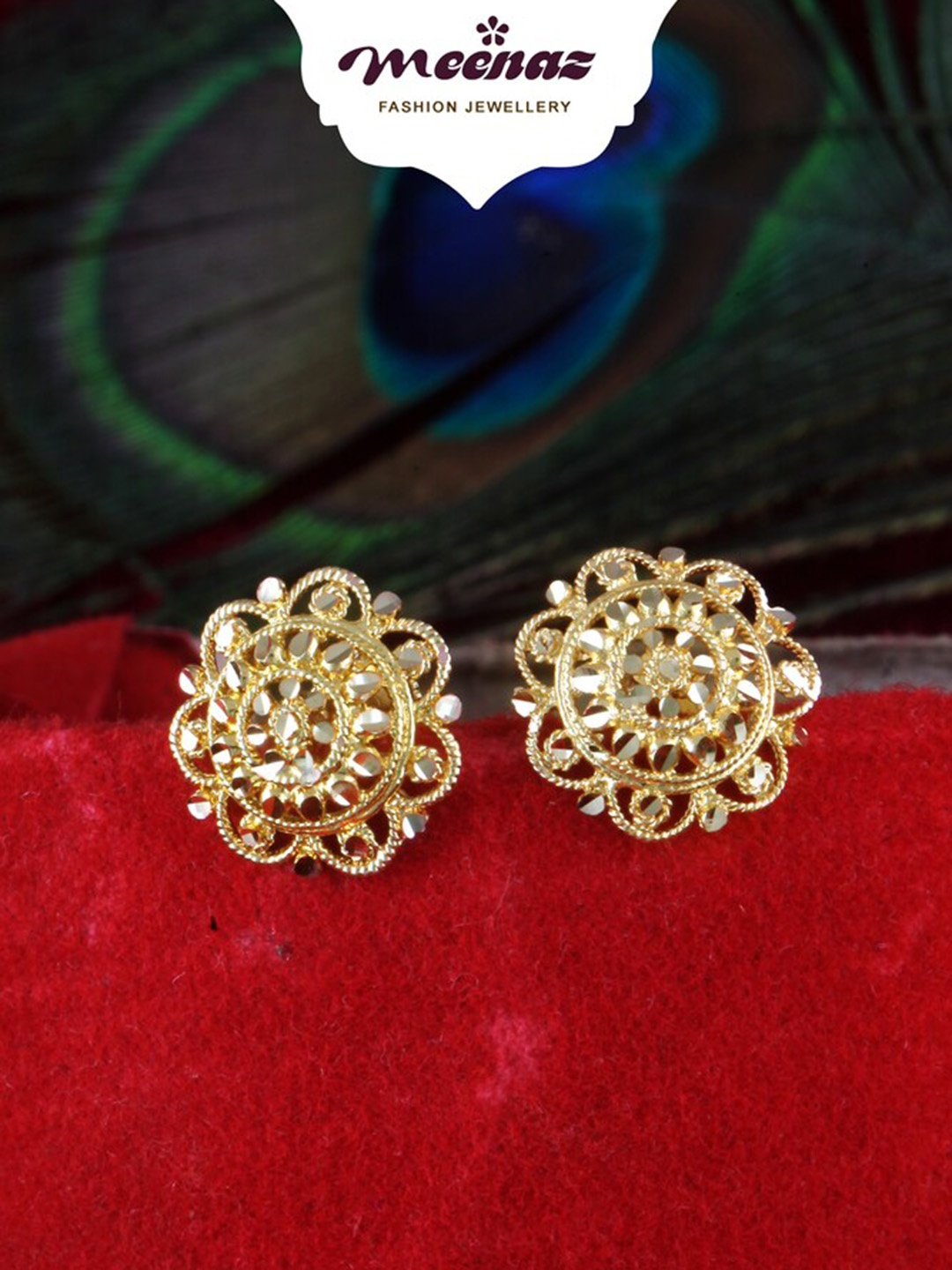 

MEENAZ Gold-Plated Floral Studs Earrings