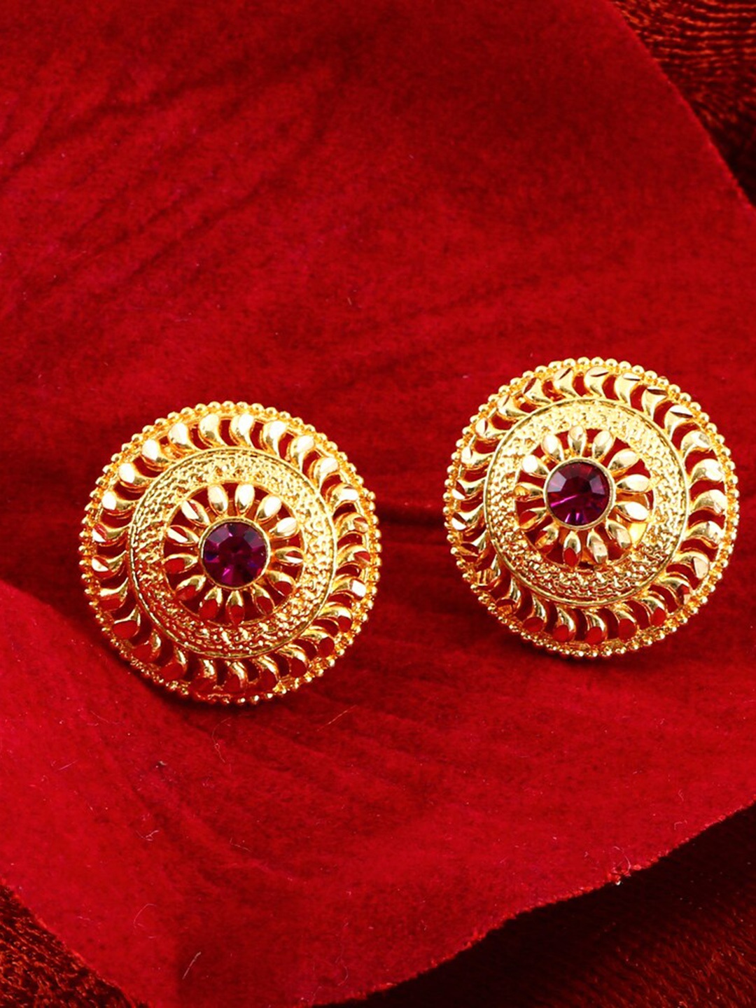 

MEENAZ Gold-Plated Floral Studs Earrings