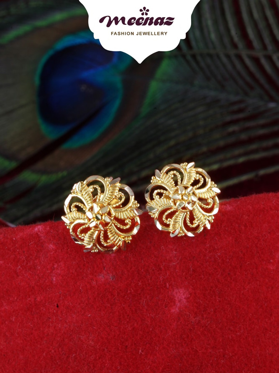 

MEENAZ Gold-Plated Floral Drop Earrings