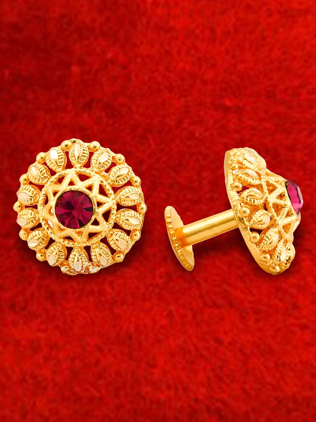 

MEENAZ Gold-Plated Floral Studs Earrings