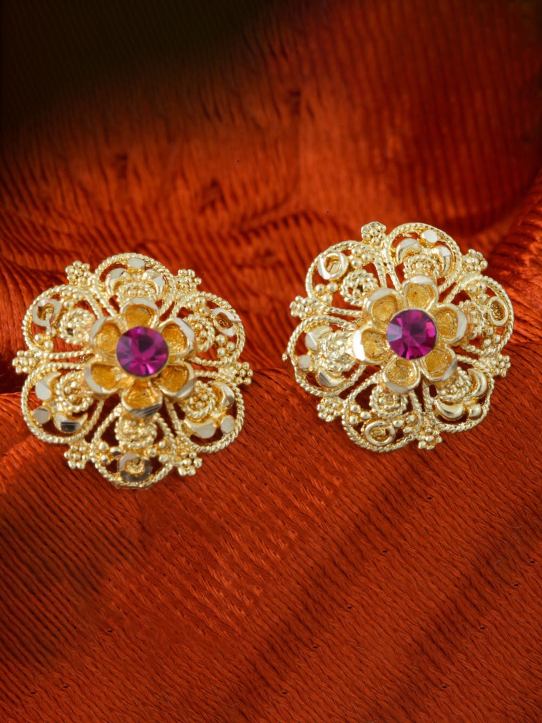 

MEENAZ Gold-Plated Floral Studs Earrings