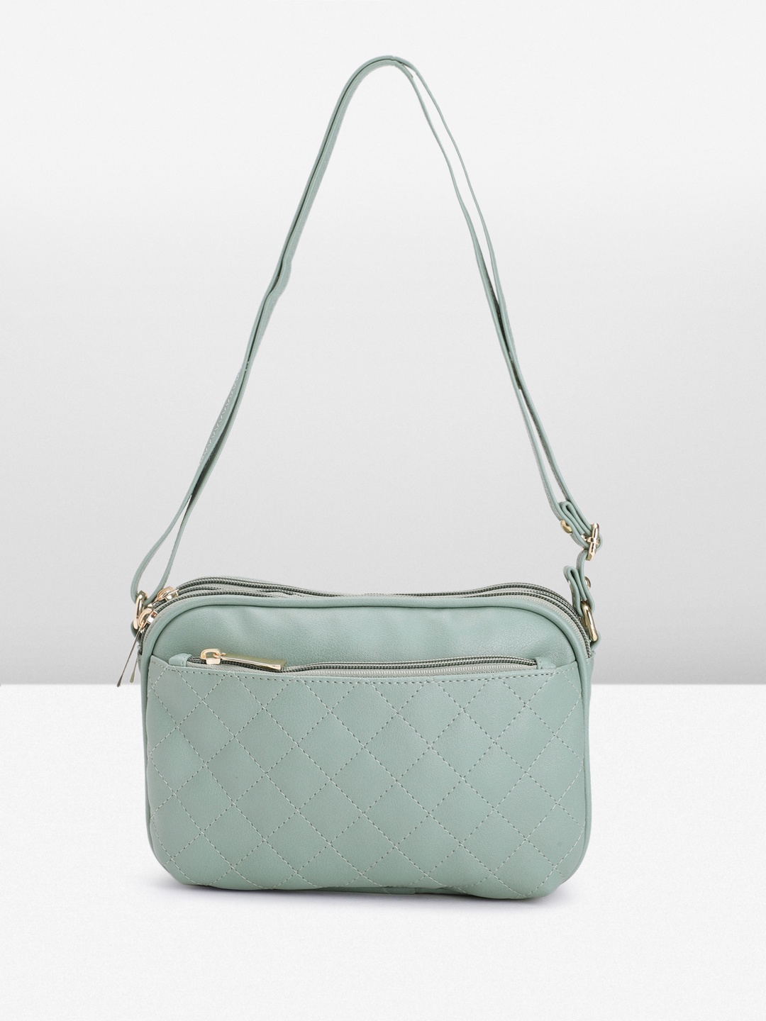 

DressBerry Quilted Structured Sling Bag, Green