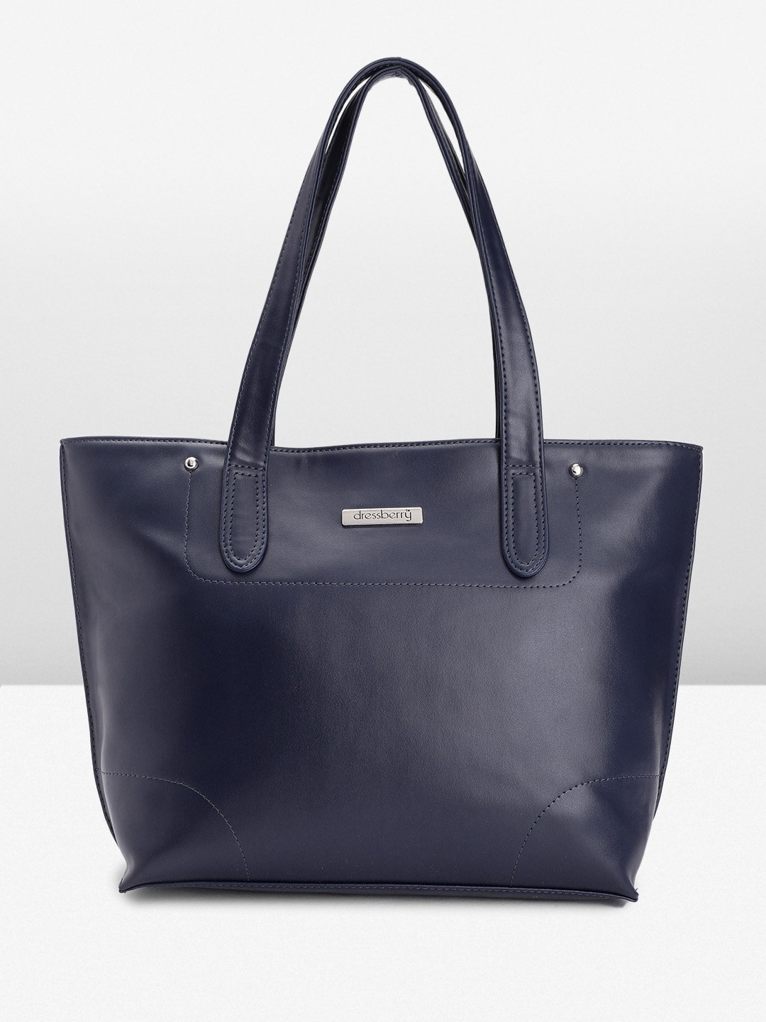 

DressBerry Solid PU Oversized Structured Shoulder Bag, Navy blue