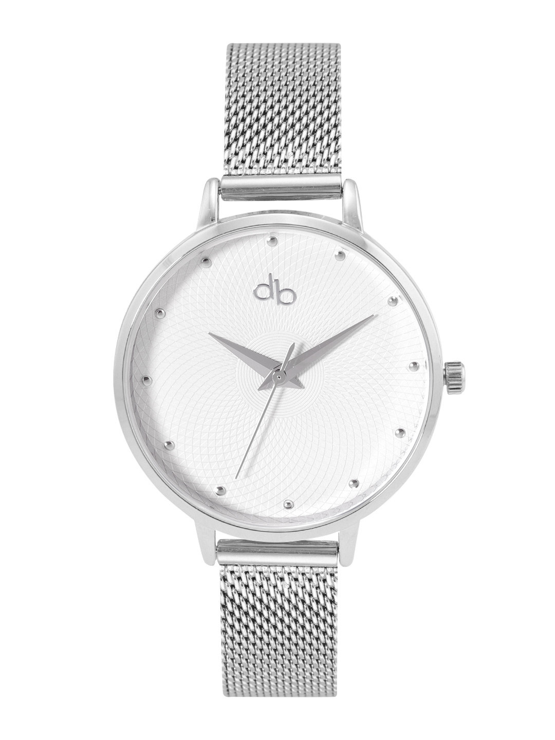 

DressBerry Women White Brass Dial & Silver Toned Stainless Steel Bracelet Style Straps Analogue Watch