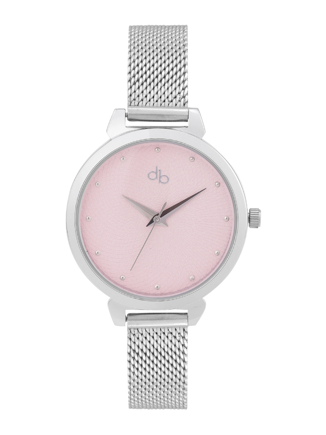 

DressBerry Women Brass Dial & Stainless Steel Textured Straps Analogue Watch, Pink