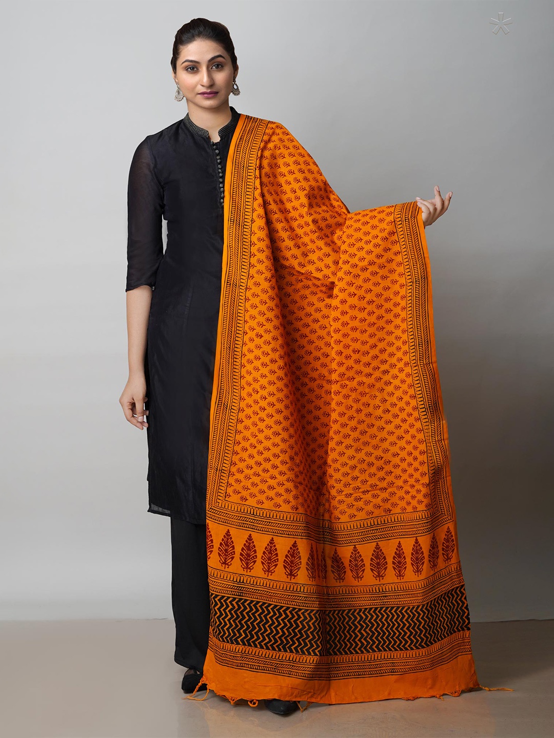 

Unnati Silks Ethnic Motifs Printed Dupatta, Orange