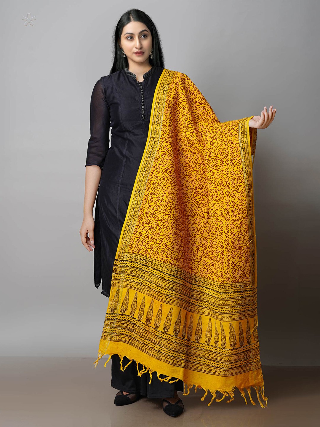 

Unnati Silks Ethnic Motifs Printed Dupatta, Yellow