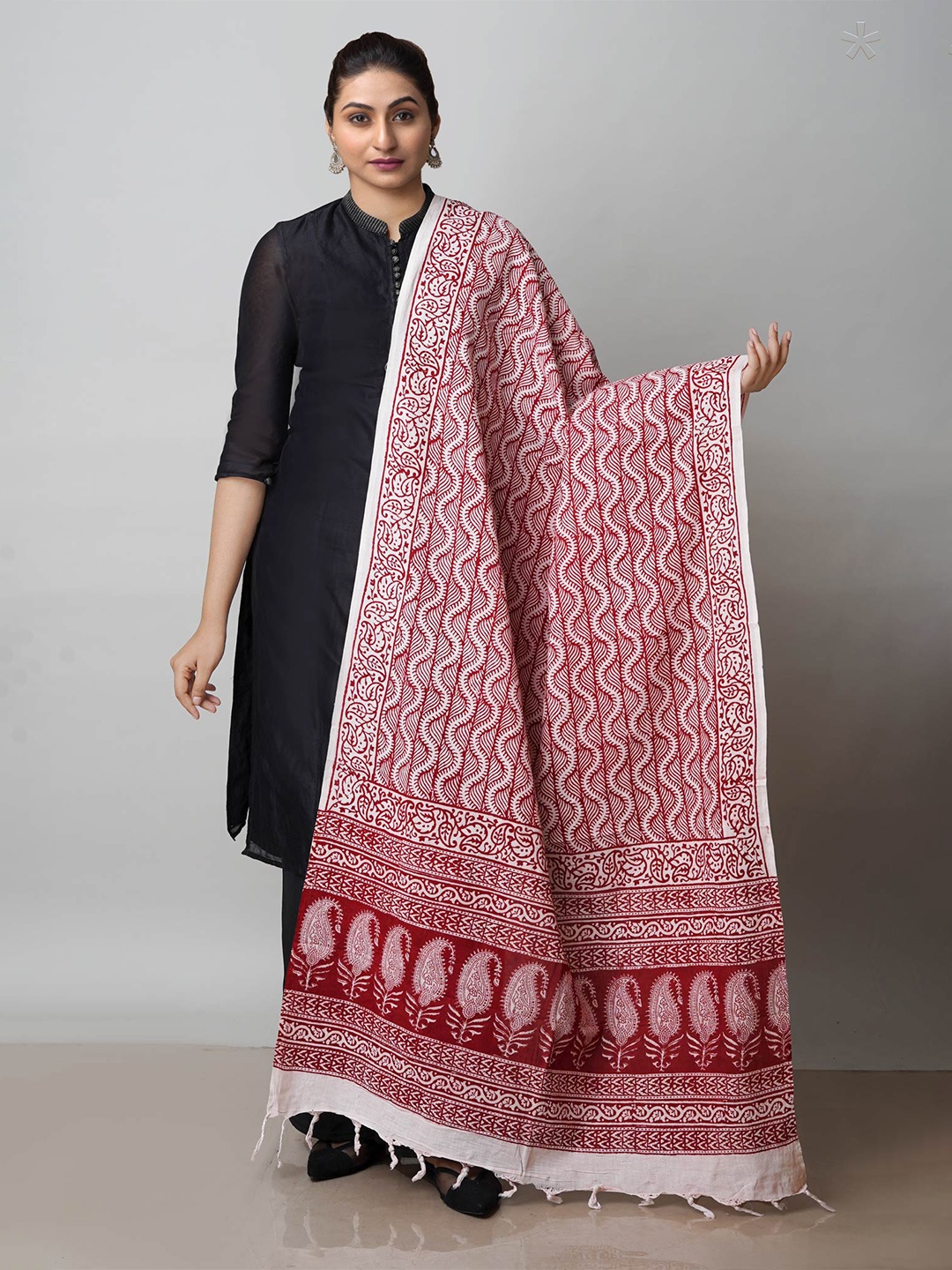 

Unnati Silks Ethnic Motifs Printed Dupatta, White