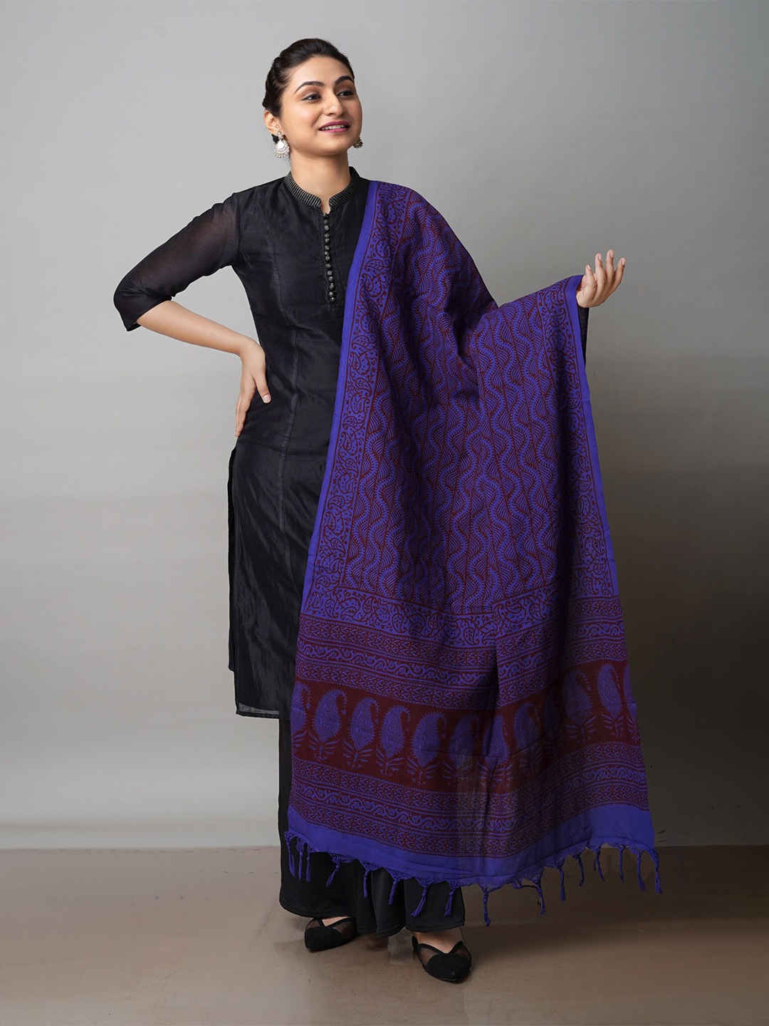 

Unnati Silks Ethnic Motifs Printed Dupatta, Blue