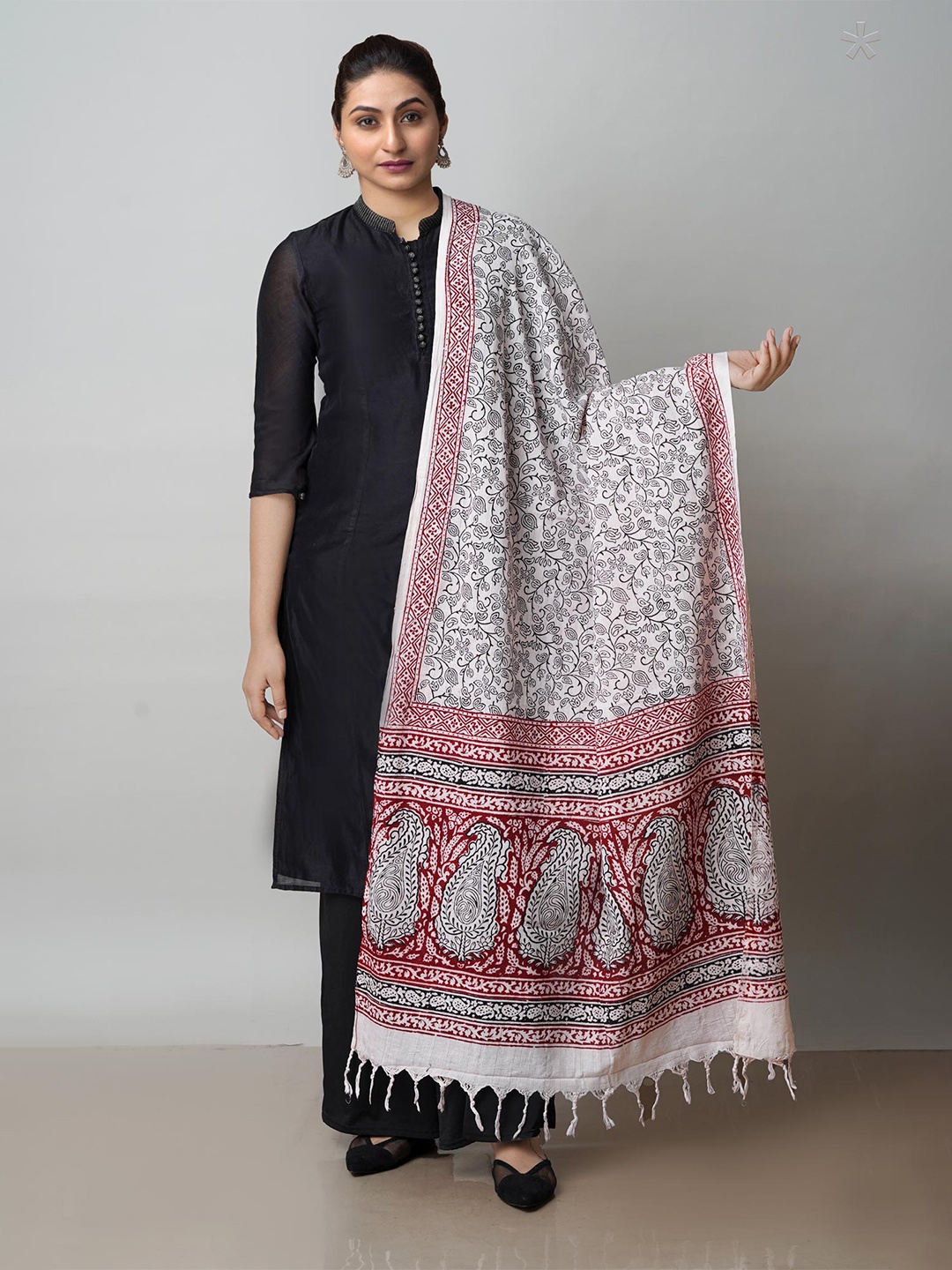 

Unnati Silks Ethnic Motifs Printed Dupatta, White