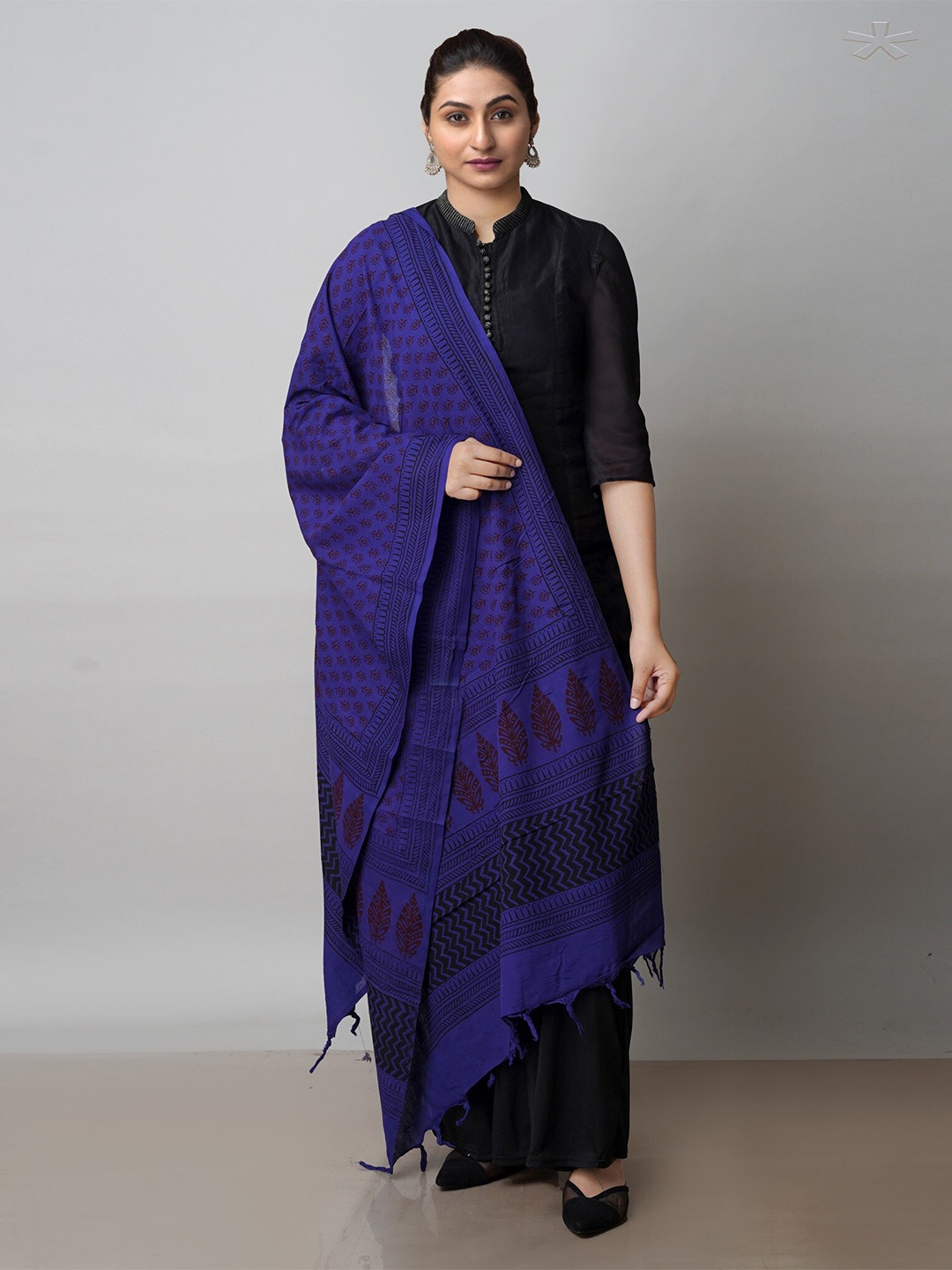 

Unnati Silks Ethnic Motifs Printed Cotton Dupatta, Blue