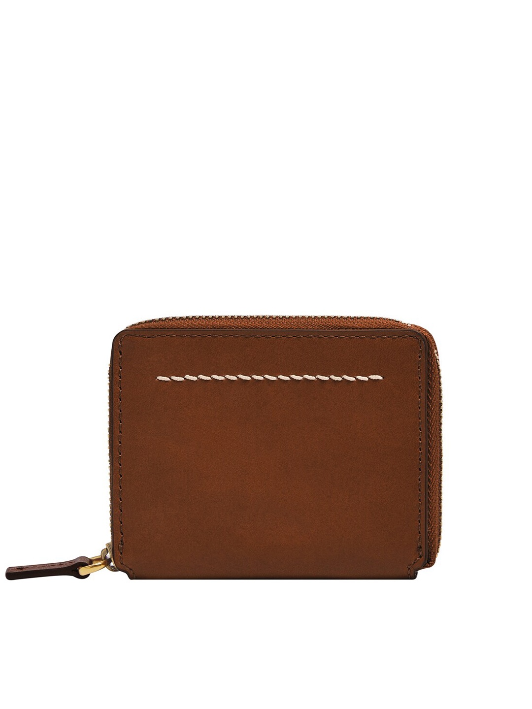 Fossil Men Textured Leather Zip Around Wallet, Brown