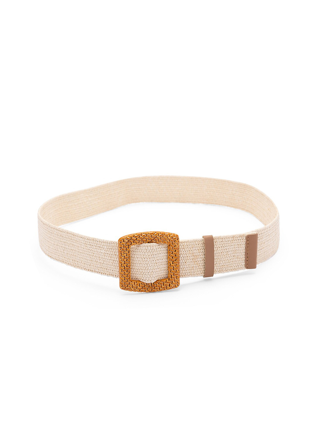 

Globus Women Woven Design Wide Belt, Beige