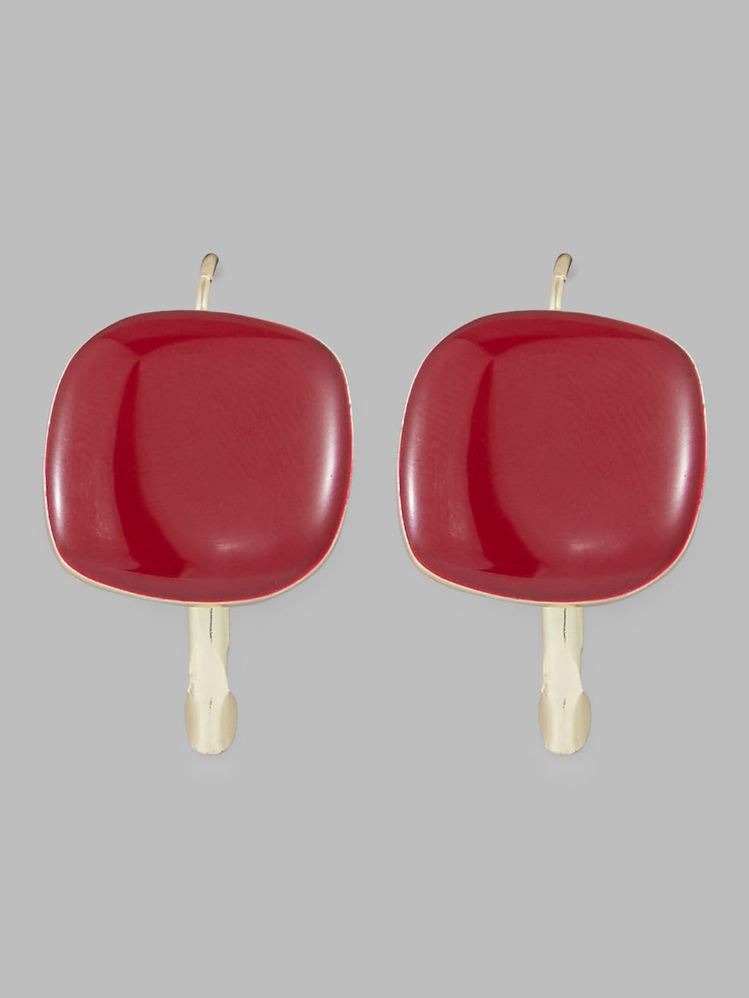 

Globus Gold-Toned And Maroon Gold-Plated Stone-Studded Drop Earrings