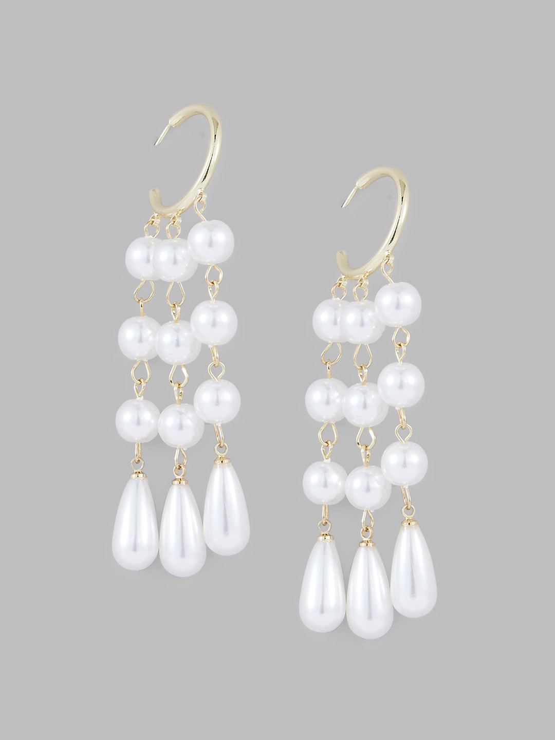 

Globus Geometric Drop Earrings, White