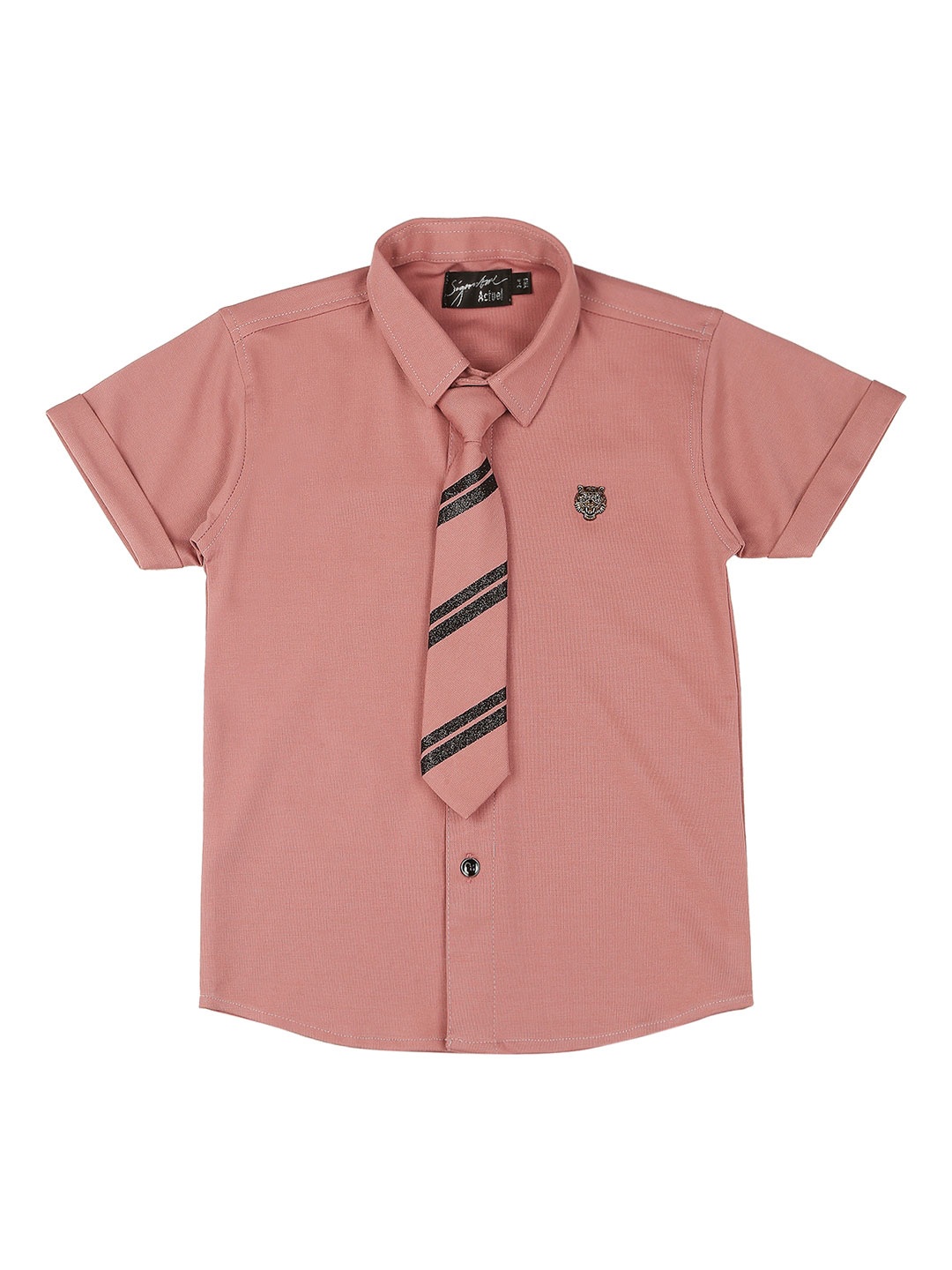 

Actuel Boys Pure Cotton Shirt With Tie, Peach
