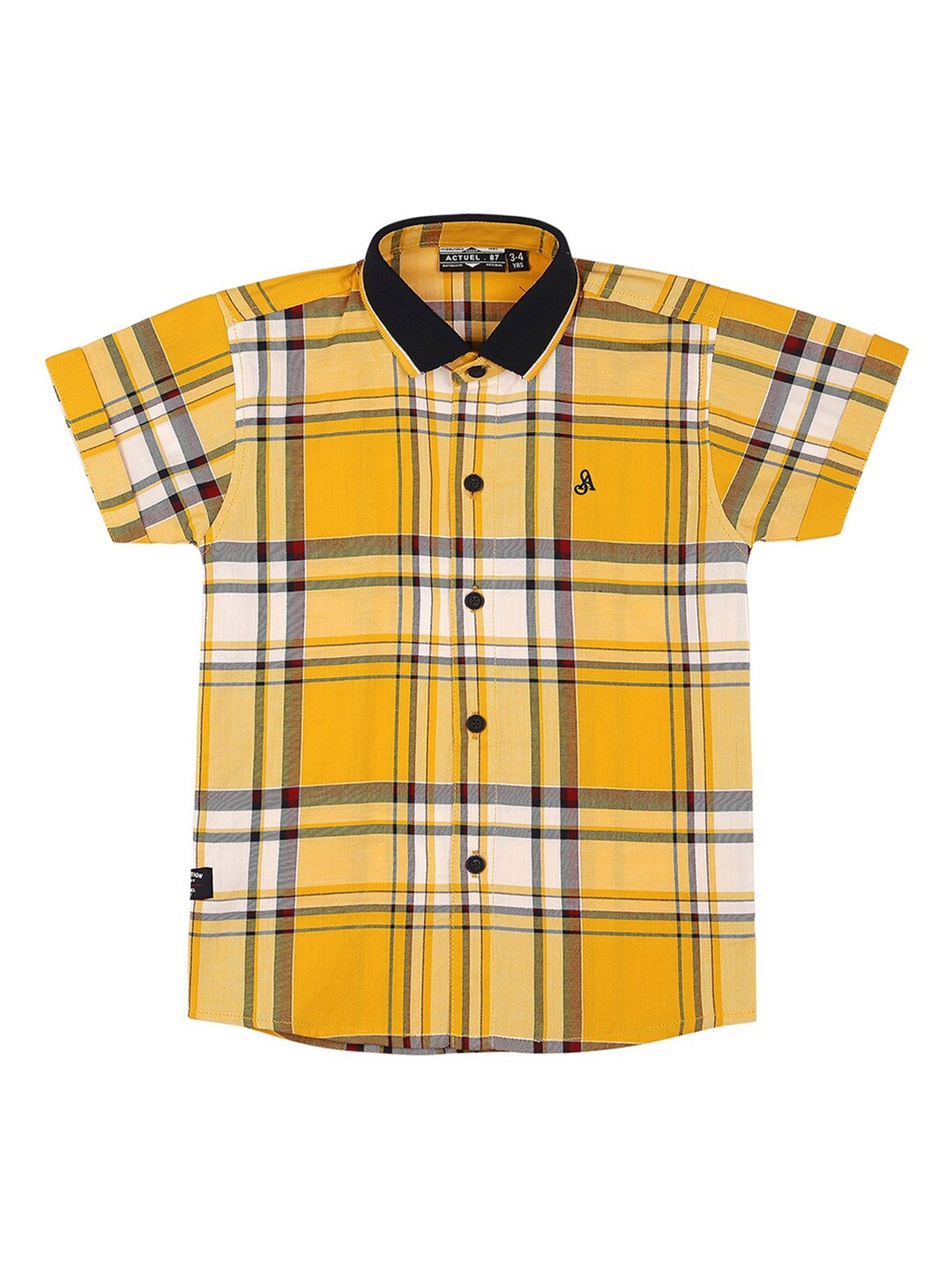 

Actuel Boys Tartan Checked Pure Cotton Casual Shirt, Yellow