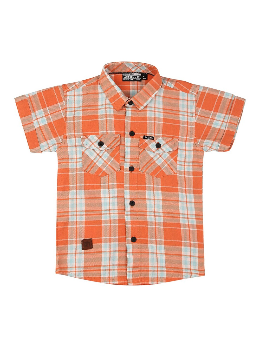 

Actuel Boys Tartan Checked Pure Cotton Casual Shirt, Orange