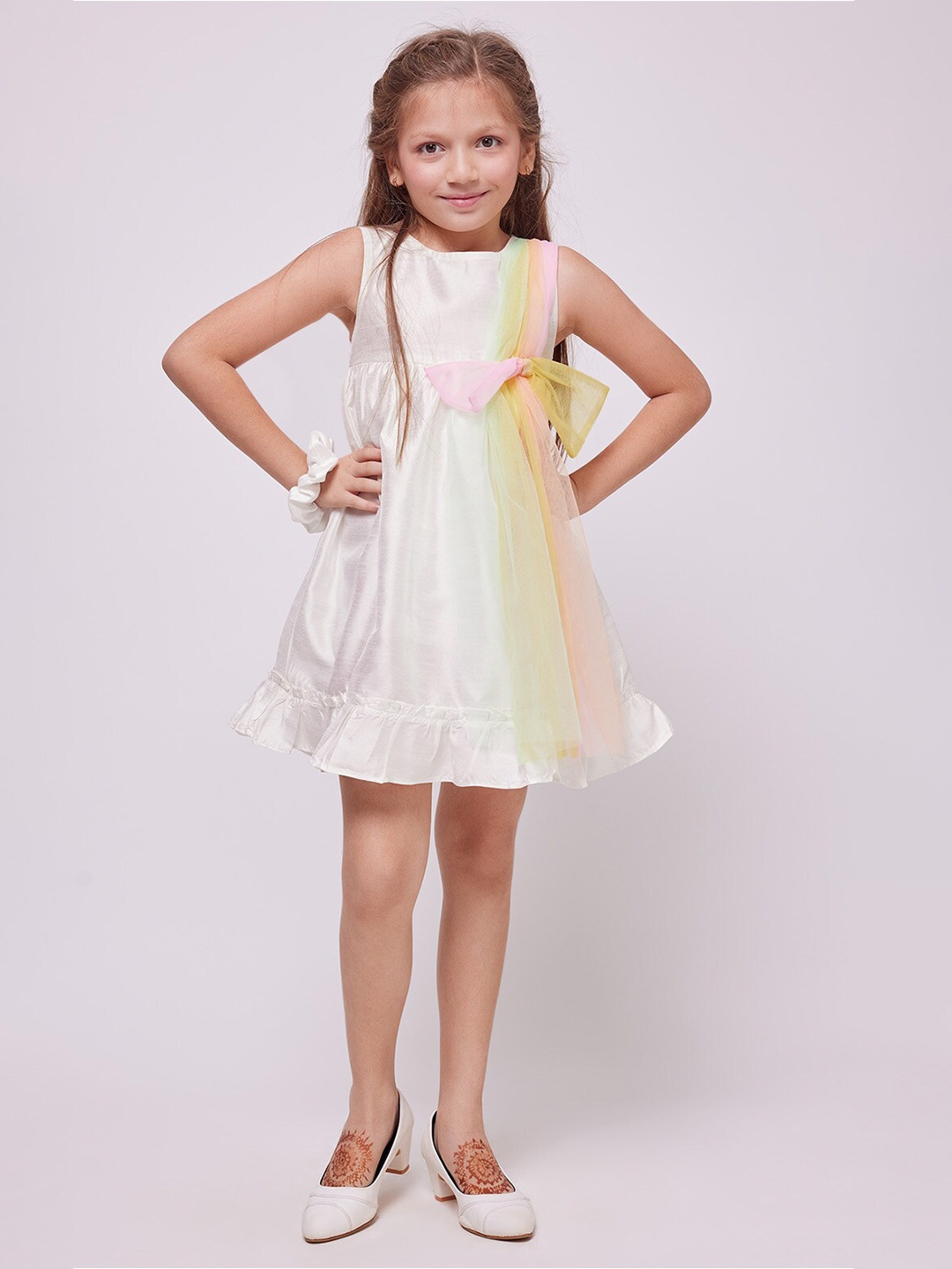 

frangipani Girls Colourblocked Empire Dress, White