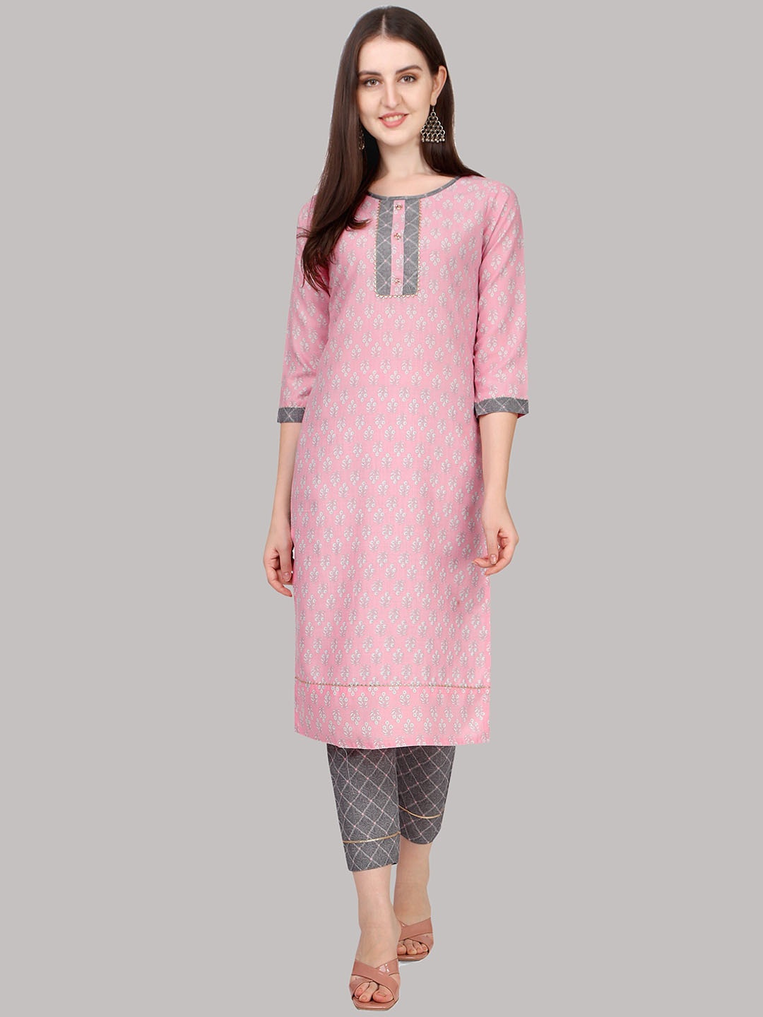 

Fashion Basket Paisley Printed Regular Kurta with Trousers, Pink
