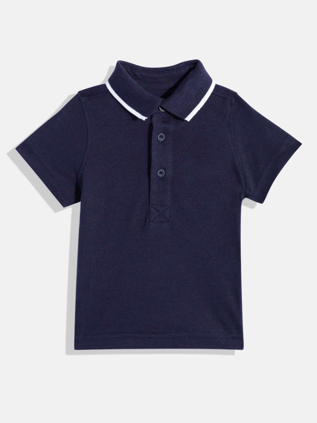 

mothercare Boys Solid Pure Cotton Polo Collar T-shirt, Navy blue