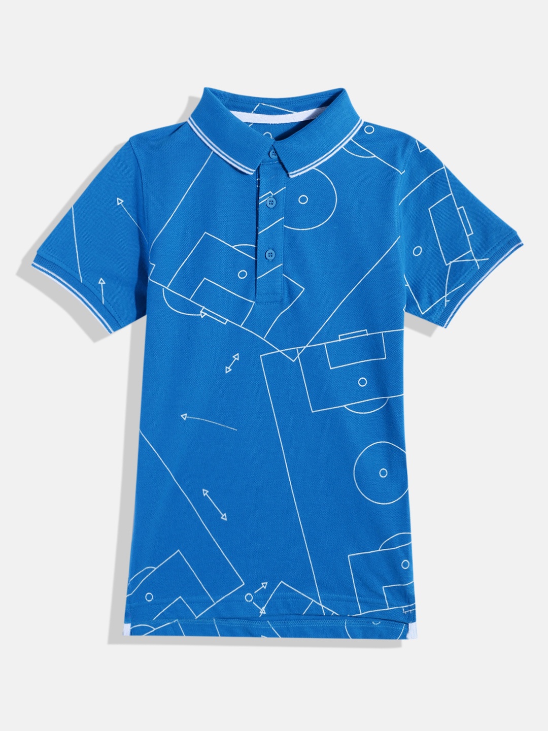 

mothercare Boys Printed Pure Cotton Polo Collar T-shirt, Blue