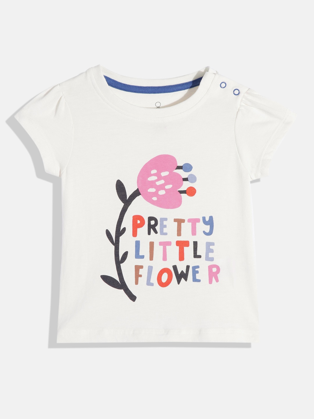 

mothercare Girls Typography Print Pure Cotton T-shirt, White